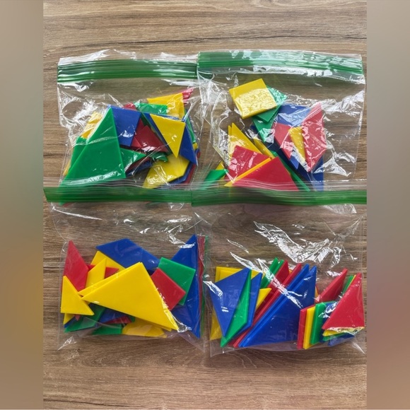 Lot of Math Items Learning Resources Hexagram Weights Fraction Circles Tangrams - Picture 6 of 8